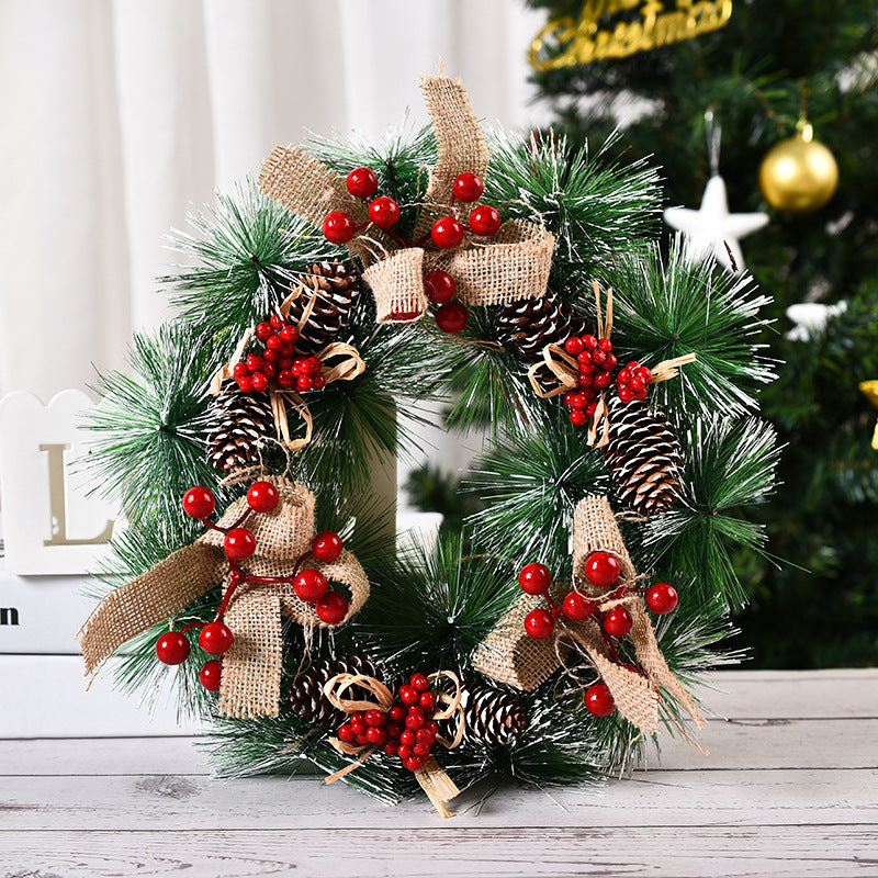 Rustic Pine Wreath with Bow & Berries