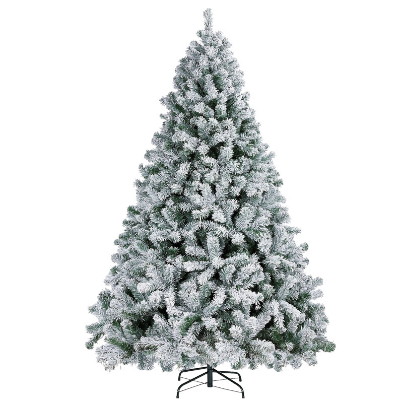 1.5M White Snow-Flocked Christmas Tree – 450 Tips Frosted PVC Pine