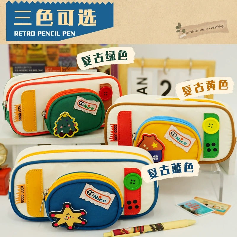 Retro Large-Capacity Pencil Case
