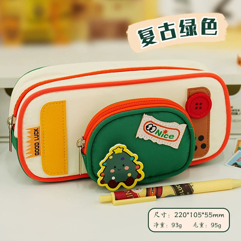 Retro Large-Capacity Pencil Case