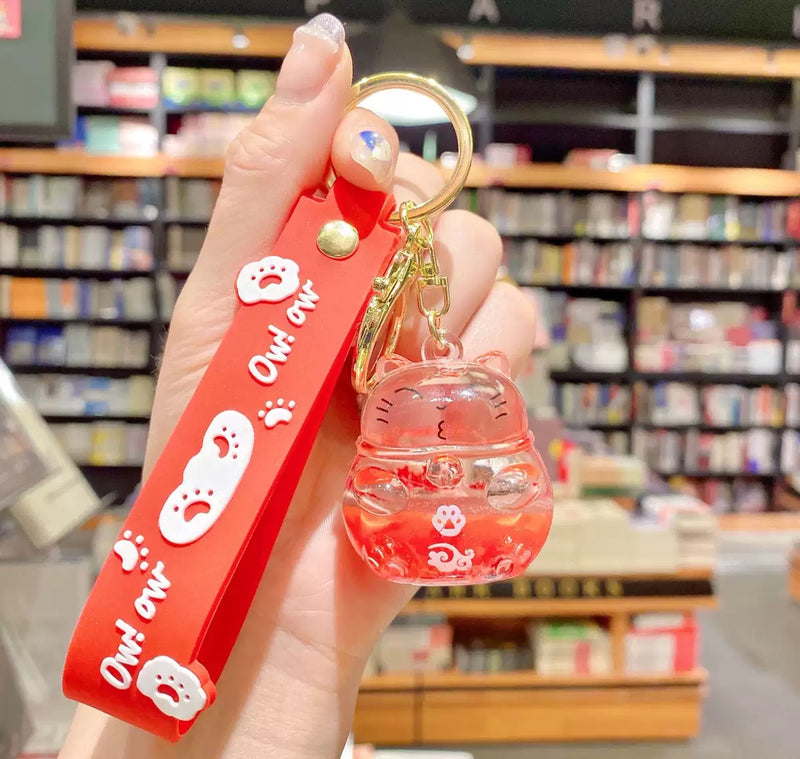 Trending Cute Liquid Sand Keychain | Glow-in-the-Dark Floating Charms | Lucky Cat / Bear / Astronaut Unicorn