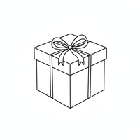 简笔图案：礼物。不要文字，白色背景