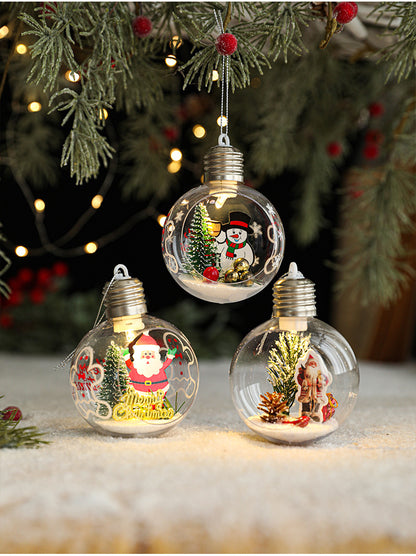 LED Christmas Globe Ornaments with Santa Scene