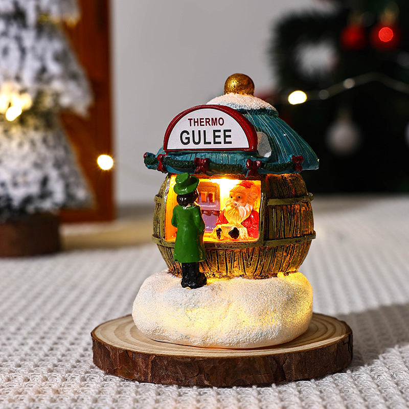 Light-Up Christmas Resin Village Houses – Santa Miniature Scene Figurines