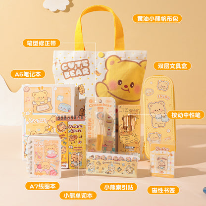 Cute Bear Canvas Tote Stationery Gift Set