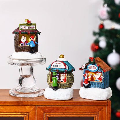 Light-Up Christmas Resin Village Houses – Santa Miniature Scene Figurines