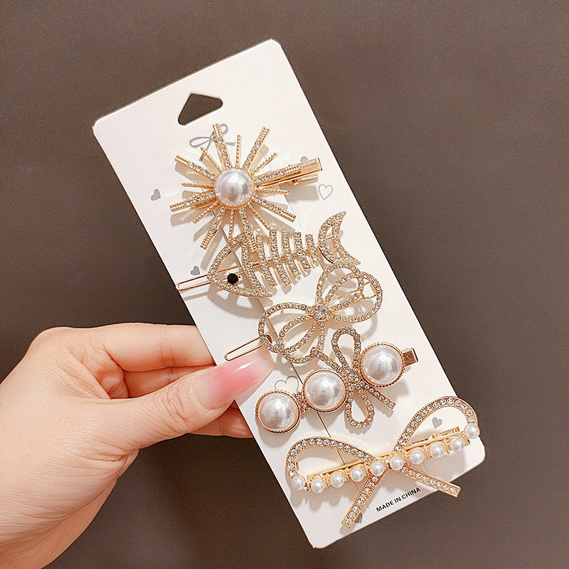 Rhinestone Hair Clip Set