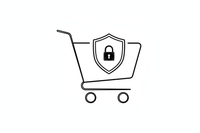 简笔图案：Secure Checkout。不要文字，白色背景